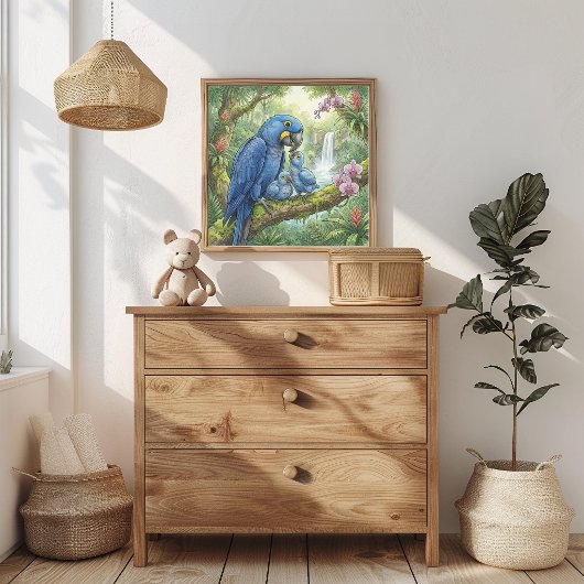 Mama Ara en Kuikens Nursery Poster