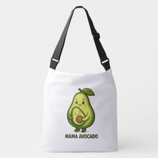 Mama Avocado met Baby – Schattige Cartoon Design Crossbody Tas (Voorkant)