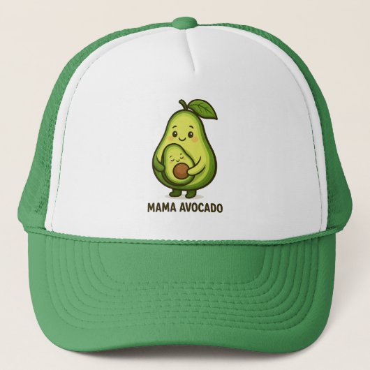 Mama Avocado met Baby – Schattige Cartoon Design Trucker Pet (Voorkant)