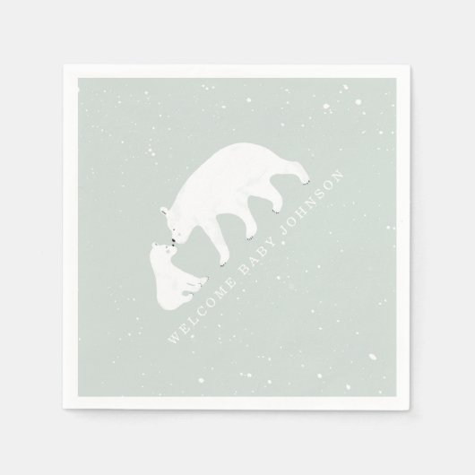 Mama Baby Beer Blauw Winter Baby shower Servet (Voorkant)