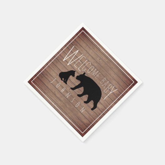 Mama + Baby Beer Hout Baby shower Servet (Hoek)