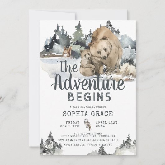 Mama & Baby Beer Woodland Baby shower Kaart (Voorkant)