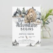 Mama & Baby Beer Woodland Baby shower Kaart (Staand voorkant)