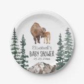 Mama Baby Bison Baby shower Papieren Bordje (Voorkant)