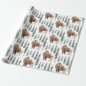 Mama Baby Bison Cadeaupapier (Uitgerold)