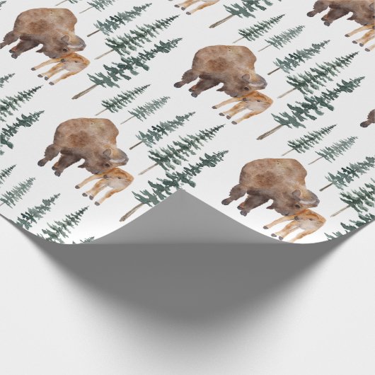 Mama Baby Bison Cadeaupapier (Hoek)