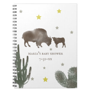 Mama Baby Buffalo Cactus Boy Baby shower Guest Notitieboek