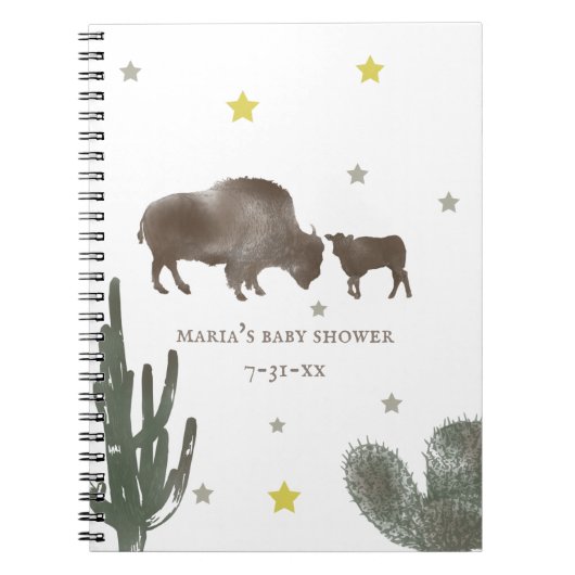 Mama Baby Buffalo Cactus Boy Baby shower Guest Notitieboek (Voorkant)