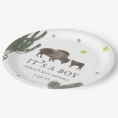 Mama Baby Buffalo Cactus Boy Baby shower Papieren Bordje (Gekanteld)