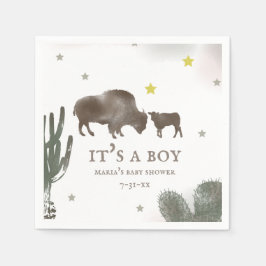 Mama Baby Buffalo Cactus Boy Baby shower Servetten