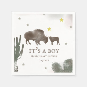 Mama Baby Buffalo Cactus Boy Baby shower Servetten