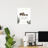 Mama Baby Buffalo Cactus Boy Baby shower Welkom Poster (Thuiskantoor)