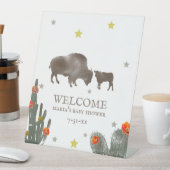 Mama Baby Buffalo Cactus Meisje Baby Shower Welkom Reclamebord Met Voetstuk (Insitu)