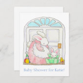 Mama, Baby Bunny en Chick, uitnodiging (Voorkant / Achterkant)