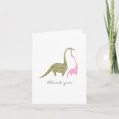 Mama Baby Dinosaurus Roze Baby shower Dank u Bedankkaart (Voorkant)