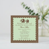 Mama & Baby Elephant Baby shower Kaart (Staand voorkant)