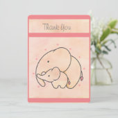 Mama & Baby Elephant Bedankkaart (Staand voorkant)