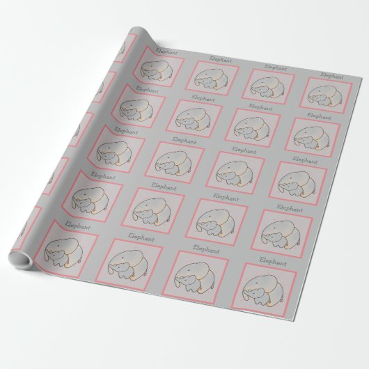 Mama & Baby Elephant Cadeaupapier (Uitgerold)
