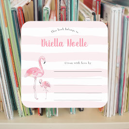 Mama + Baby Flamingo boekenplaat sticker
