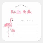 Mama + Baby Flamingo boekenplaat Vierkante Sticker (Voorkant)