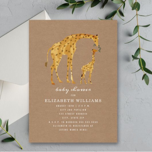 Mama & Baby Giraffe Cardstock Neutraal Baby shower Kaart