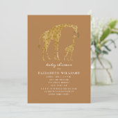 Mama & Baby Giraffe Goldenrod Neutraal Baby shower Kaart (Staand voorkant)