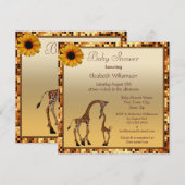 Mama & Baby Giraffe Goud Save the Date Baby Shower Kaart (Voorkant / Achterkant)