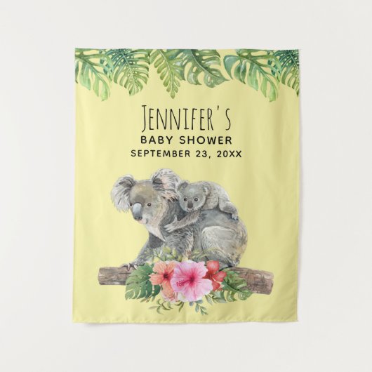 Mama & Baby Koala Beren Cute Waterverf Baby Shower Wandkleed (Voorkant)