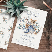 Mama & Baby Mouse Blauwe Wildbloemen Baby shower Kaart