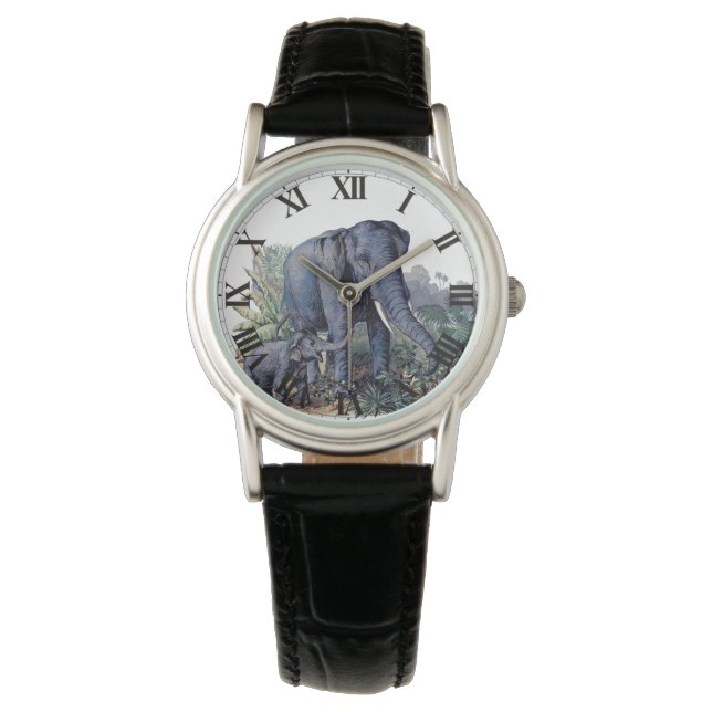  Mama & Baby Olifant Horloge (Voorkant)