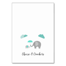Mama Baby Olifant met Wolken Buffet Eten Labels Kaart