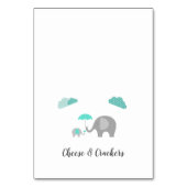 Mama Baby Olifant met Wolken Buffet Eten Labels Kaart (Voorkant)