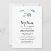 Mama Baby Olifant met Wolken Doop Kaart (Voorkant)