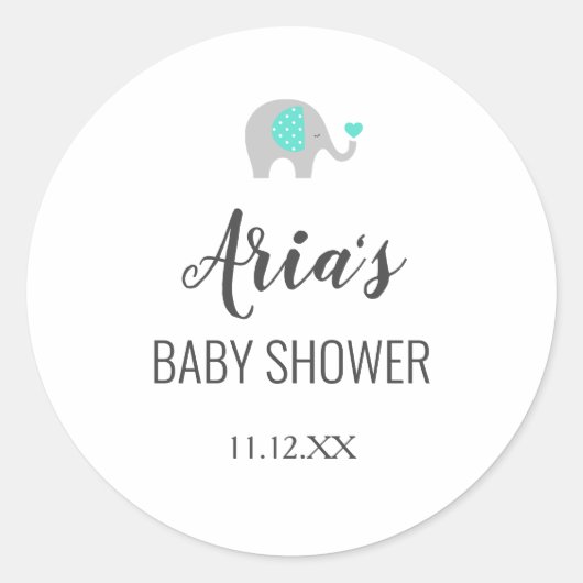 Mama Baby Olifant met Wolken Douche Envelop Ronde Sticker (Voorkant)