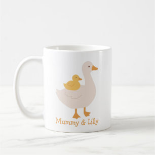 Mama & Baby Schattige Eend, Gepersonaliseerde Matc Koffiemok