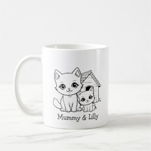 Mama & Baby Schattigee kat, Gepersonaliseerde matc Koffiemok