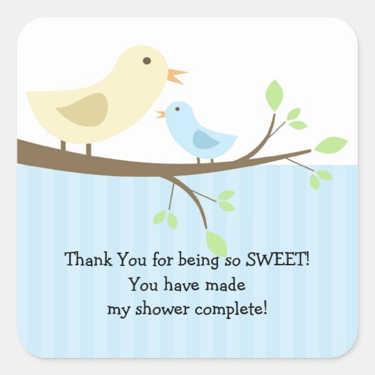 Mama & Baby Vogel Baby shower Vierkante Sticker! Vierkante Sticker (Voorkant)