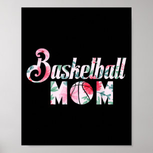 Mama Basketbal Fan Quote Basketbal Bloemen Grafisc Poster