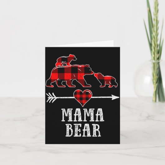Mama Bear 2 Cubs Shirt, Christmas Mama Bear Plaid  Kaart (Voorkant)