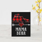 Mama Bear 2 Cubs Shirt, Christmas Mama Bear Plaid  Kaart (Gele Bloem)
