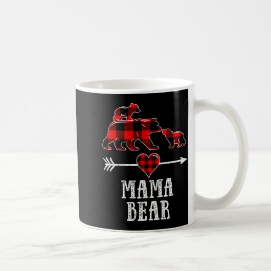 Mama Bear 2 Cubs Shirt, Christmas Mama Bear Plaid  Koffiemok (Rechts)