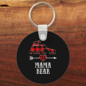 Mama Bear 2 Cubs Shirt, Christmas Mama Bear Plaid  Sleutelhanger (Voorkant)