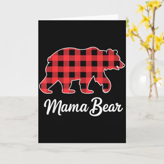 Mama Bear Christmas Red Buffalo Plaid Family Match Kaart (Gele Bloem)