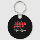 Mama Bear Christmas Red Buffalo Plaid Family Match Sleutelhanger (Voorkant)