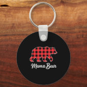 Mama Bear Christmas Red Buffalo Plaid Family Match Sleutelhanger (Voorkant)