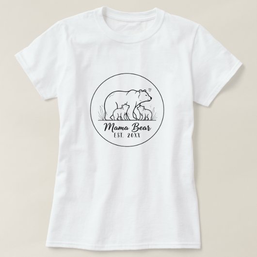 Mama Bear EST 2025 Circle Logo Line Art T-shirt (Design voorkant)