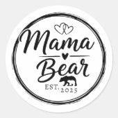 Mama Bear Est 20XX Wild Heart Line Art Ronde Sticker (Voorkant)