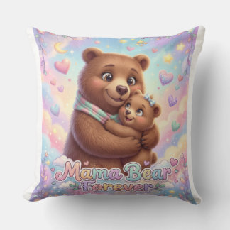 Mama Bear Forever Cute Cub Hug Pastel Rainbow Thro Kussen
