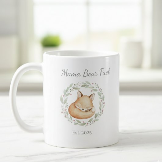 Mama Bear Fuel Watercolor Fox Mug Koffiemok