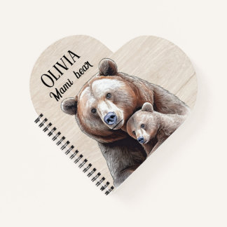 Mama Bear Heart-Shaped Personalized Notebook Notitieboek